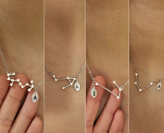 925 Sterling Silver Crystal Zodiac Necklace,Gem Zodiac sign necklace,Constellation Necklace,Diamond zodiac necklace,birthday gift