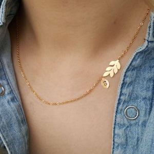 OLIVE BRANCH NECKLACE,Olive necklace,Leaf necklace,sideways leaf necklace,handmade necklace,Christmas gift,mothers necklace,bridesmaid gift