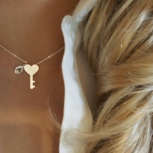 Delicate Petite Heart key Necklaces, Love Key necklace,Heart key necklace,cute necklace,unique necklace,Tiny Necklace ,Bridesmaid Gift