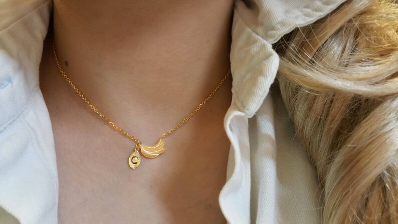Bridesmaid Gift valued gift Delicate Petite Banana Necklace,Banana necklace,Layering necklace Tiny Necklace