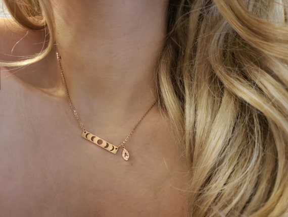 Custom Moon Phase Necklace Celestial Jewelry Minimal Astrology