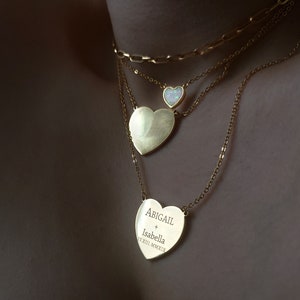 Colar de coração grande • Nome personalizado Delicado grande Colares de coração de ouro grande para mulher, presente de mãe Amizade Amantes Colar presente de madrinha
