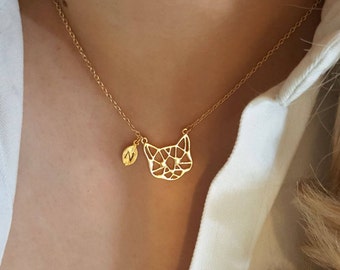 Delicate Origami Cat Necklace, cat necklaces,initial leaf necklace,Layering necklace,unique Necklace ,Bridesmaid Gift, valued gift