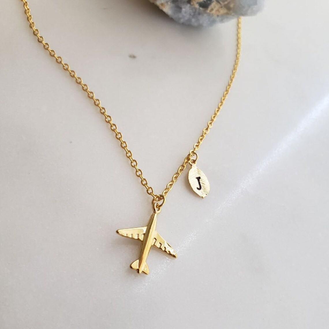 18k Gold Airplane Necklace .delicate Dainty Airplane Necklaces Etsy