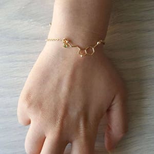 Delicate Serotonin Bracelets,Delicate Molecule Bracelet, birthstone,Initial coin bracelet,Thin Gold Chain,Layering Bracelet ,Bridesmaid Gift image 2