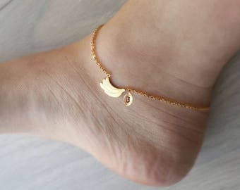 Delicate Petite Banana Anklet, delicate banana Anklets, Unique Anklet,coin Anklet,Bridesmaid Gift,valued gift,Christmas gifts,good present