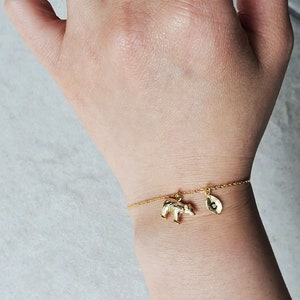 Minimal 18k Gold Bear Bracelet ,custom Winter Bear Bracelets ,Baby Bear Bracelet ,Mom and baby Bracelets, Bridesmaid Gift, Mother&#39;s day Gift