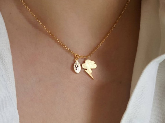 Delicate Petite Cloud Lighting Necklaces lighting Bolt Necklace