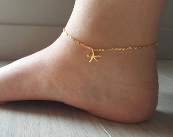 Dainty starfish Anklet, delicate star Anklet, Unique Anklet, Bridesmaid Gift,valued gift,Christmas gifts,good present