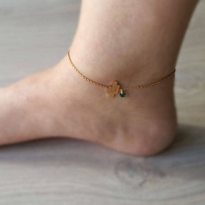 Dainty Delicate Cactus Anklet with birthstone, cactus Anklets,birthstone Anklet,Bridesmaid Gift,birthday gift, Christmas gift