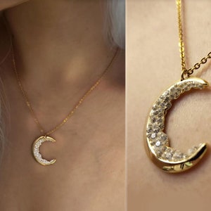 Crescent Moon Necklace,Raw stone jewelry,Crescent Moon Necklace,Celestial necklace Statement Necklace,Christmas gift,Bridesmaids gift