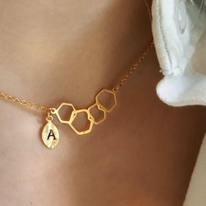 Delicate Petite Hexagon Necklace,Honeycomb necklace,Layering necklace,initial leaf necklace,Tiny Necklace ,Bridesmaid Gift, valued gift