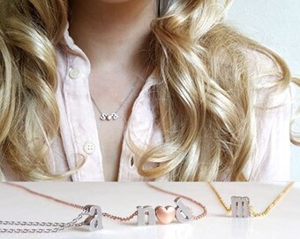 Tiny Silver Initial Necklace, Silver Alphabet necklace, Best Friends necklace, Personalized silver necklace,Bridesmaid Gift