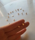 18k Gold Alphabet earring, Lower case stud earring, Alphabet stud, 925 Sterling silver post earring,Initial studs, Initial earrings