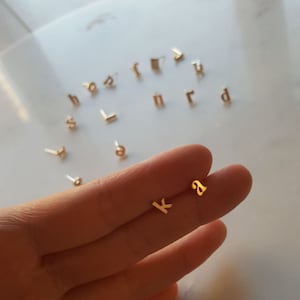 18k Gold Alphabet earring, Lower case stud earring, Alphabet stud, 925 Sterling silver post earring,Initial studs, Initial earrings