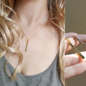 Custom Coordinates Necklace, GPS Necklace ,Minimalist Bar Necklace,Hand Stamped Necklace,Rose gold Necklace, Bridesmaid Gift