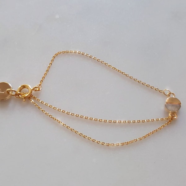 Pulseras de piedra natural minimalista, pulsera de oro delicada, pulsera de moneda inicial, cadena de oro fina, pulsera de capas, regalo de dama de honor