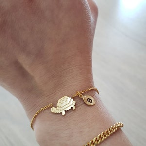 Delicate 18k gold Turtle bracelet,Origami Turtle bracelet,animal bracelet,animation bracelet,Bridesmaid gift,initial bracelet
