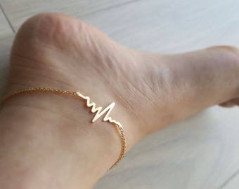 Dainty Heart beat Anklet, delicate Anklet, Unique Anklet, summer anklet,coin Anklet,Bridesmaid Gift,valued gift,Christmas gifts,good present