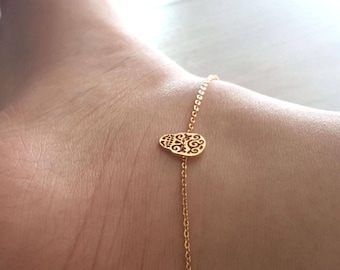 Delicate Petite Mexican skull Anklet, delicate skull Anklet,Unique anklet,coin Anklet,Bridesmaid Gift,valued gift,Christmas gifts,present