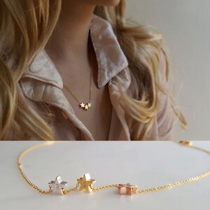 Initial Micro Star Necklace,Minimalist Necklace, Rose gold / Gold / Silver necklace, Hand Stamped Necklace,Initial Necklace, Bridesmaid Gift