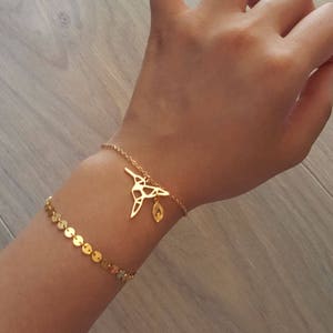 Delicate Origami Bird Bracelets,Delicate Bird bracelet,Bird bracelets,Bridesmaid gift,initial bracelet, Layering Bracelet