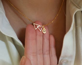 Delicate Petite Triangle necklace, Double triangle necklaces,Layering necklace, Tiny Necklace ,Bridesmaid Gift, valued gift