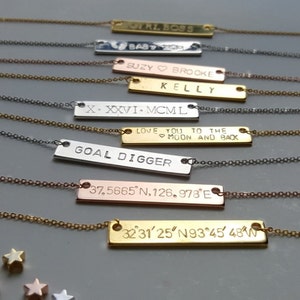 VOTE necklace Coordinate necklace,Name Bar Necklace,Roman Numeral Necklace,coordinates necklace,gps necklace,coordinates necklace, image 2