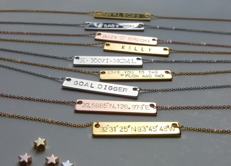 VOTE necklace Coordinate necklace,Name Bar Necklace,Roman Numeral Necklace,coordinates necklace,gps necklace,coordinates necklace, image 2