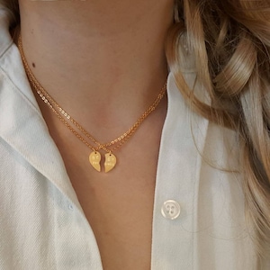 Collar de corazón BFF para 2, juego de collar de amistad de 2, collar de mejor amigo de corazón dividido, collares de joyería de regalo de San Valentín para mujer
