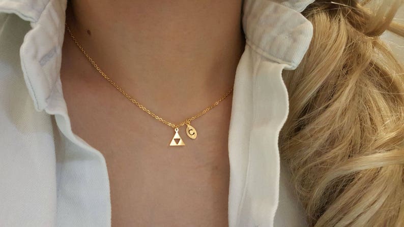 Delicate Petite Triforce necklace, Triforce necklaces,Layering necklace, Tiny Necklace ,Bridesmaid Gift, valued gift image 2