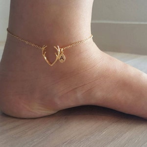 Dainty Delicate Antler Anklet ,Antler Anklets, Deer Anklet, Animal Anklet,Bridesmaid Gift,birthday gift, Christmas gift image 1