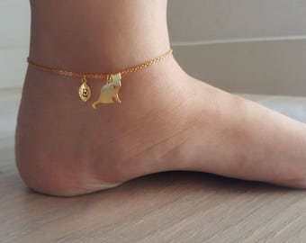 Dainty Delicate Love Cat Anklet ,Heart Cat Anklet, Animal Anklet,Bridesmaid Gift,birthday gift, Christmas gift