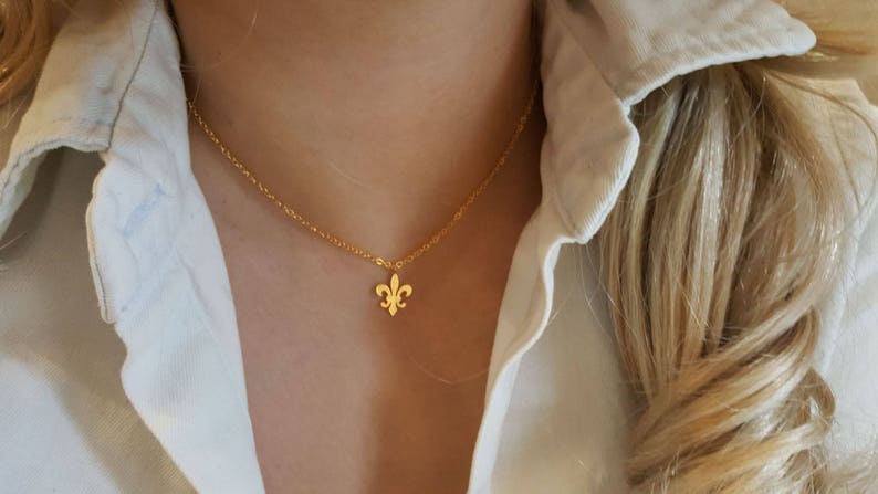 Fleur de lis necklace Flower necklace Lily mothers necklace bridesmaid gifts Christmas birthday gifts Personalized Jewelry Best Friend Gift image 3