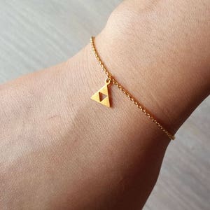 Delicate Petite Triforce Bracelets,Delicate Triforce Bracelet,cute bracelet,Thin Gold Chain, Layering Bracelet ,Bridesmaid Gift image 2