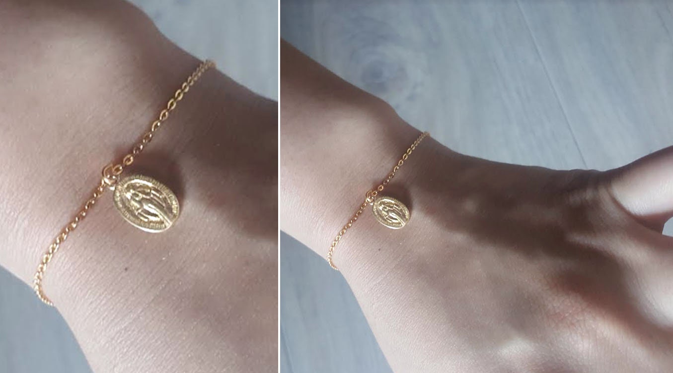 18k Gold Tiny Virgin Mary Bracelet Medallion Etsy