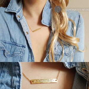 Minimal Coordinates necklace, Gps necklace, Roman Numeral Necklace, Name bar Special date necklace, Hand Stamped necklaces,name bar necklace