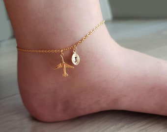 18k gold Airplane anklets .Delicate dainty Airplane anklet minimalist tiny gold friendship anklet ,Layering anklet .Bridesmaid Gift