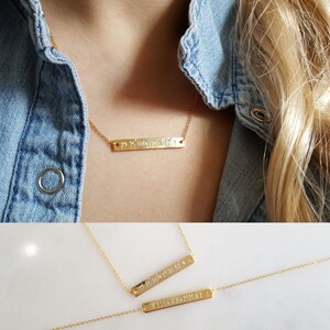 Minimal Roman Numeral Necklace, Coordinate necklace,Name bar necklace, Special date necklace,Coordinates necklace,Gps necklace, Hand Stamped