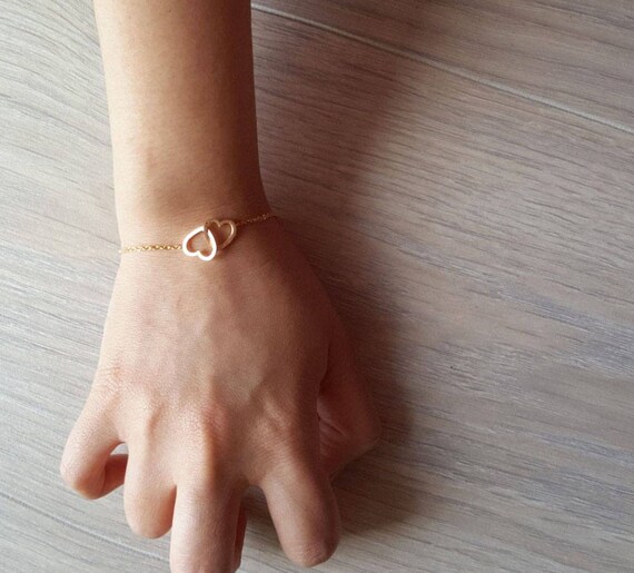 OTXIXTO 2 PZ Personalizzato Bracciali A Forma di Cuore Set Personalizzato 1～3 Nomi per Le Donne Amicizia BFF Bracciali per 2 Sorelle(Oro Rosa 2 PZ
