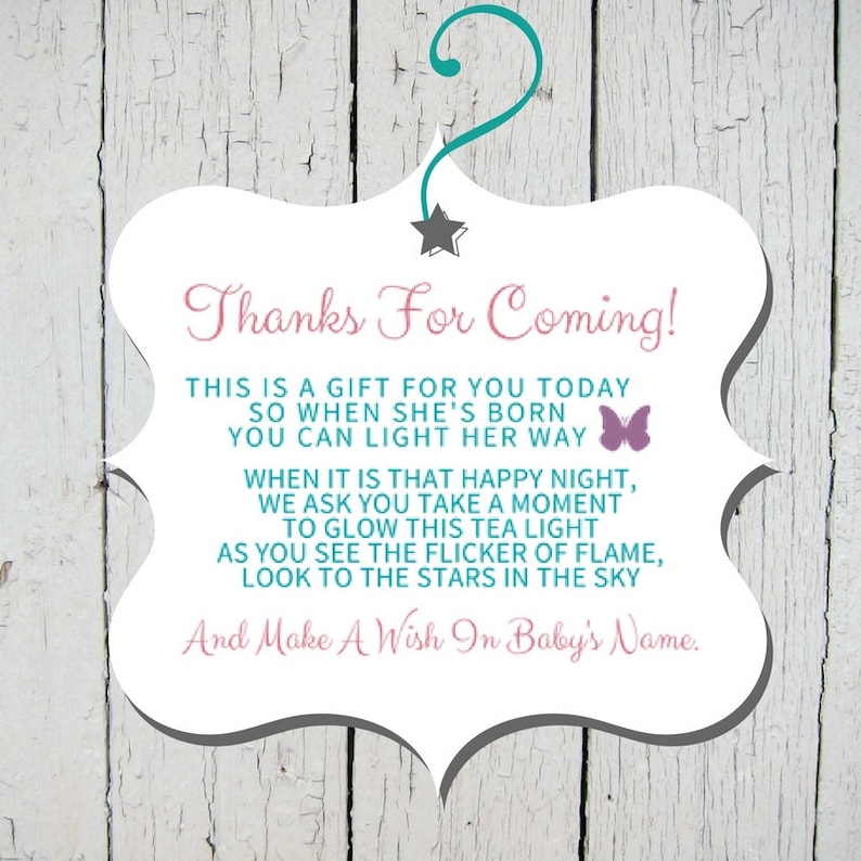 Favor Tag Wish Upon a Candle Baby Shower / Baby Sprinkle Etsy