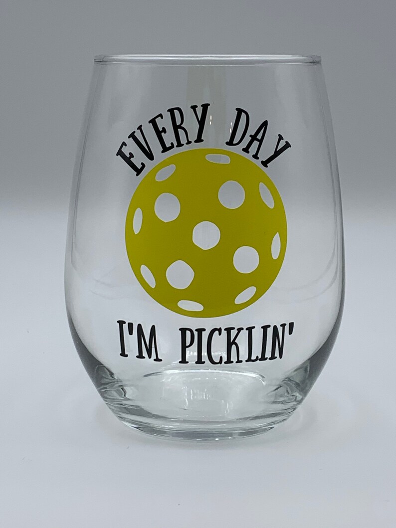 Set of 4 PICKLE BALL Stemless Wine Glasses acrylic or Glass Etsy