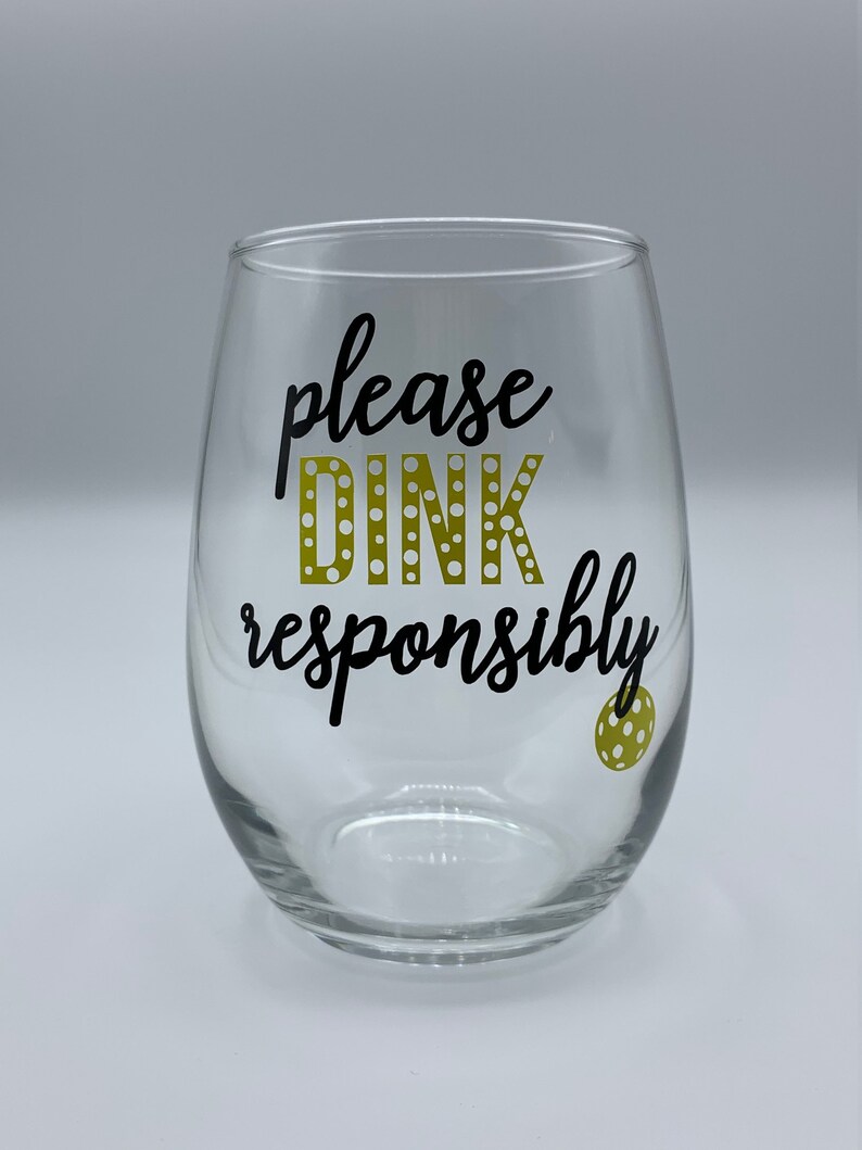 Set of 4 PICKLE BALL Stemless Wine Glasses acrylic or Glass Etsy