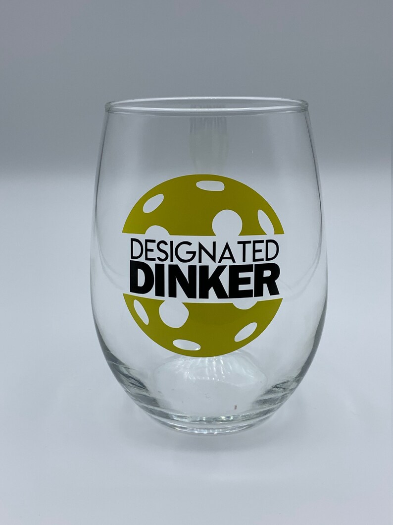 Set of 4 PICKLE BALL Stemless Wine Glasses acrylic or Glass Etsy