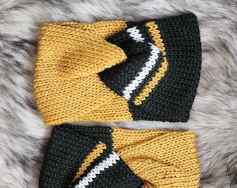 Hand-Knit Pittsburgh Steelers Inspired Ear Warmer: Twisted Knot Design, Made in USA