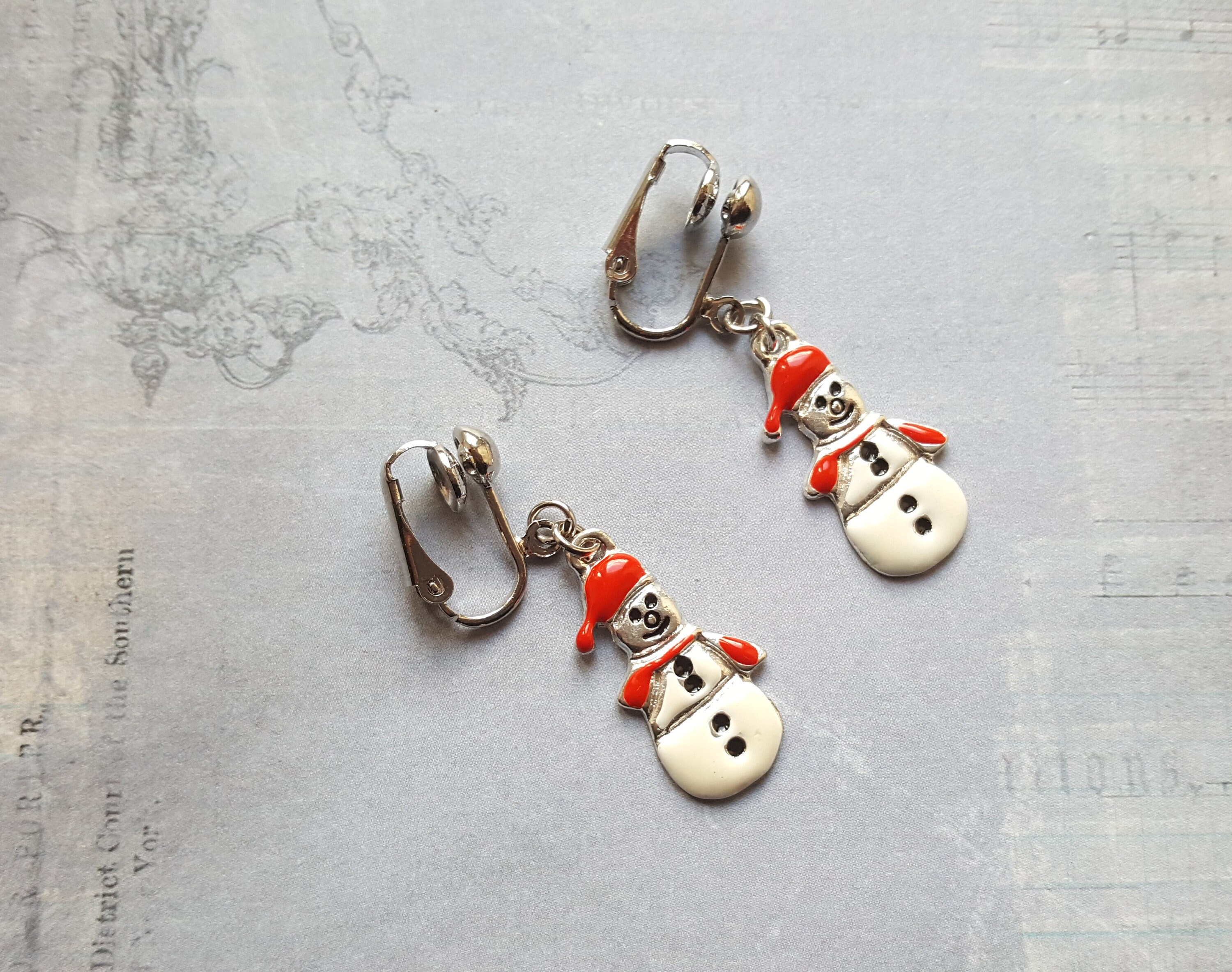 Boucles d'Oreilles Bonhomme de Neige Noël | Bijoux Fantaisie Festifs