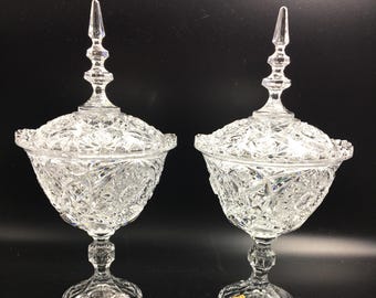 Vintage Bleikristall Buffet Set: Elegant crystal lidded Candy Dishes, Housewarming, Mother&#39;s Day Celebrations