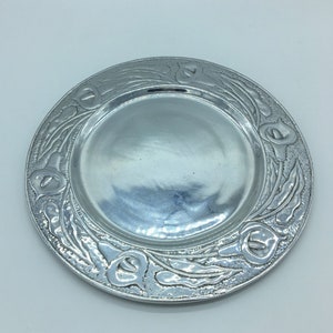 Pewter Serving Tray | Round Pewter Calla Lilly Tray | Pewter Tableware