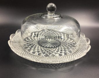 Vintage Cake Plate with Cover for Table Decor - Housewarming Gift, Wedding, Mother&#39;s Day