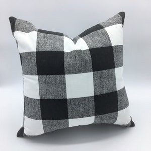 Farmhouse Black and White Plaid Buffalo Check Throw Pillow Accent